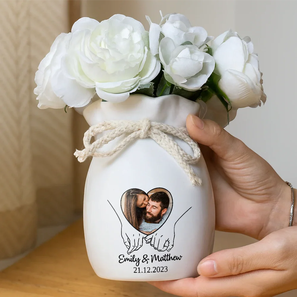 Custom Photo Anniversary Couple - Personalized Ribbon Tie Flower Vase - Image 5