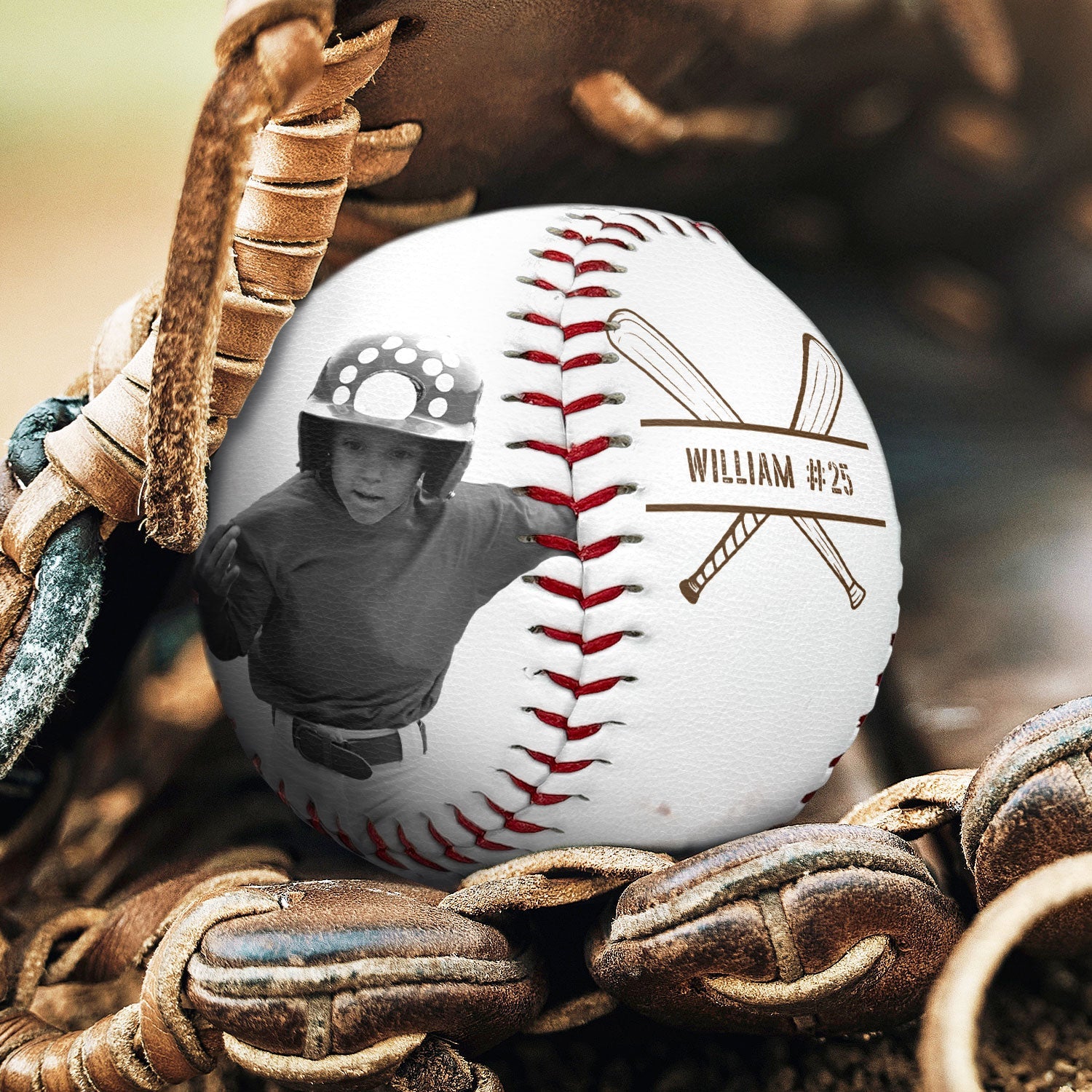 Custom Photo B&W Baseball Keepsake - Gift For Baseball Player - Personalized Baseball, Softball - Image 5