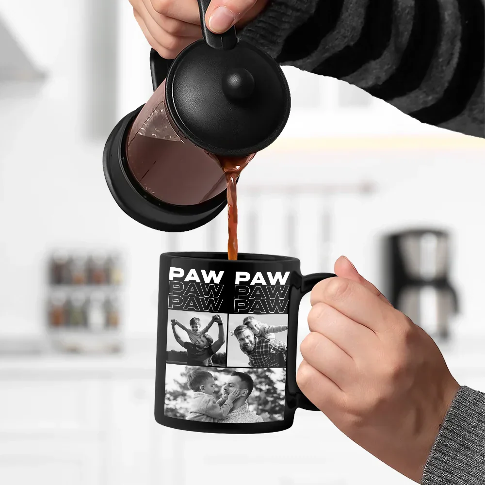 Custom Photo B&W Daddy Grandpa - Personalized Black Mug - Image 5