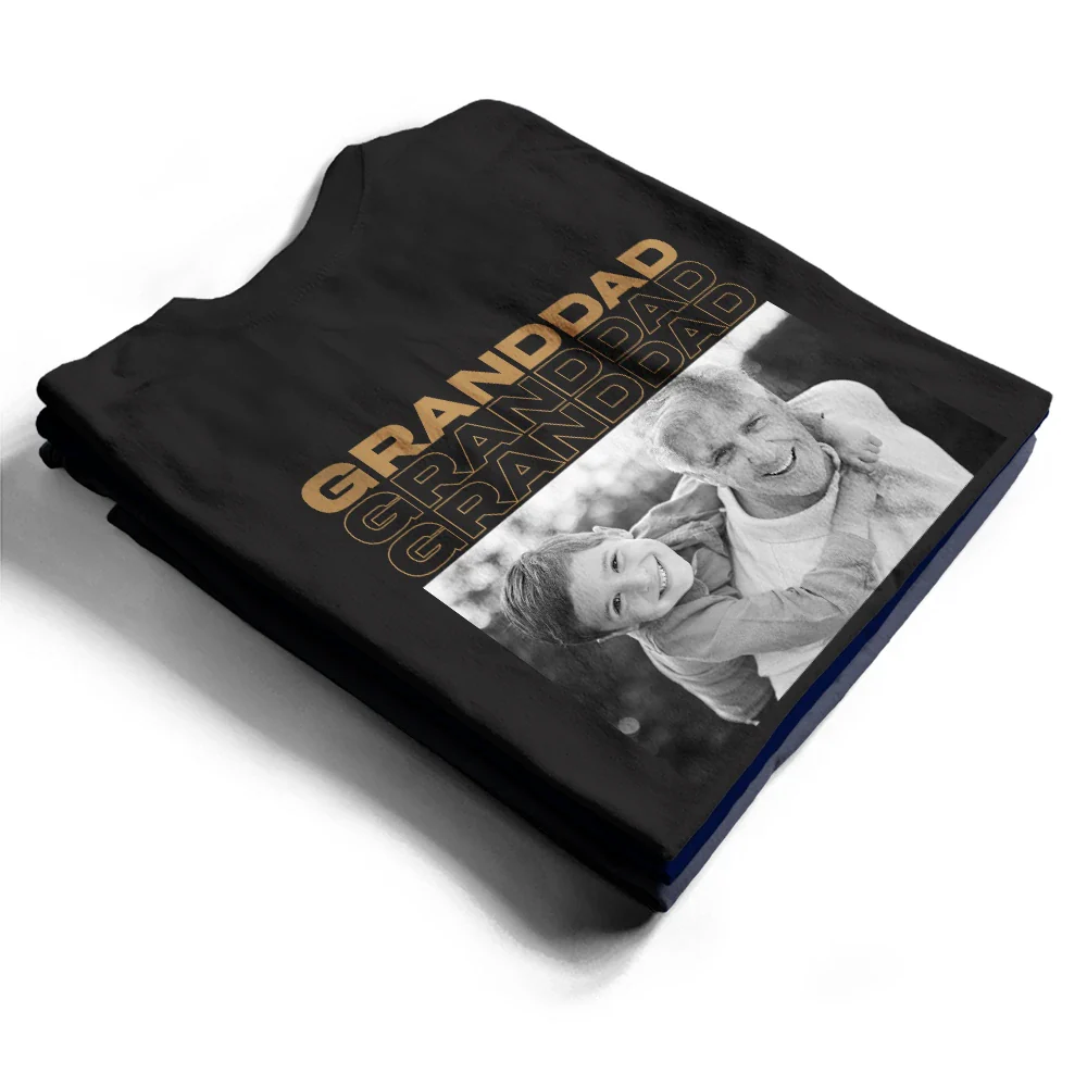 Custom Photo B&W Gift For Father - Personalised T Shirt - Image 2