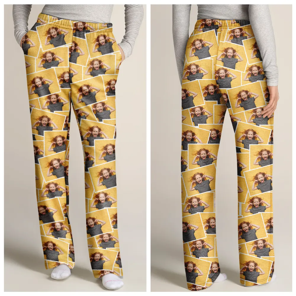 Custom Photo B&W Memory Family Best Friend Yourself - Personalized Pajama Pants - Image 3