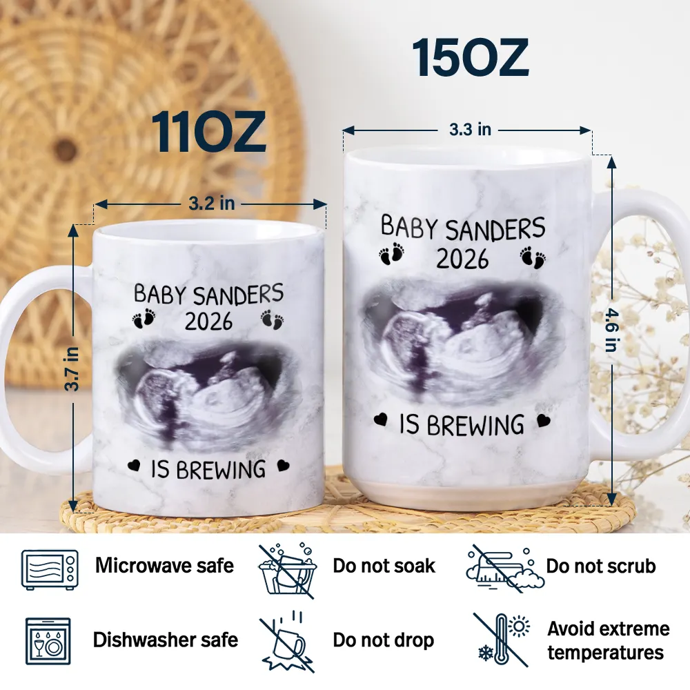Custom Photo Baby Brewing Expecting Mom Parents - Personalized White Edge-to-Edge Mug - Image 5