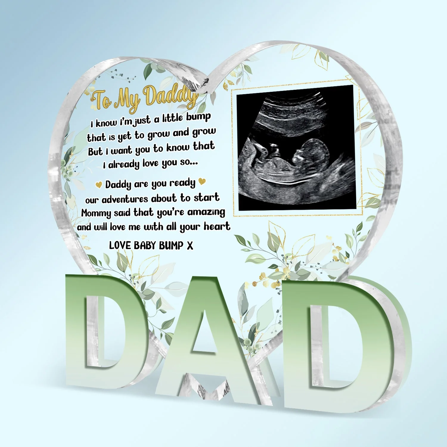 Custom Photo Baby Bump - Baby Shower Gift, Gift For New Dad, Dad-To-Be - Personalized Love-Dad-Shaped Acrylic Plaque - Image 2