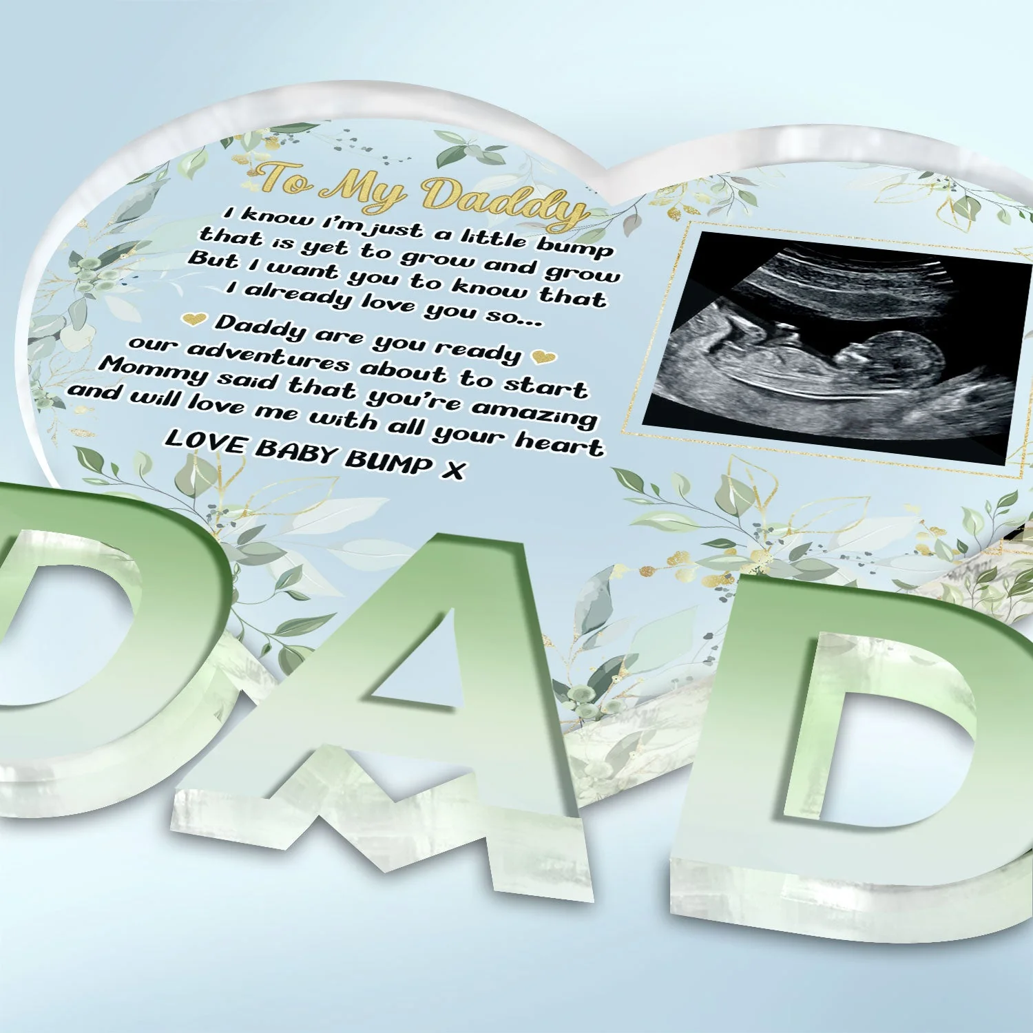 Custom Photo Baby Bump - Baby Shower Gift, Gift For New Dad, Dad-To-Be - Personalized Love-Dad-Shaped Acrylic Plaque - Image 3