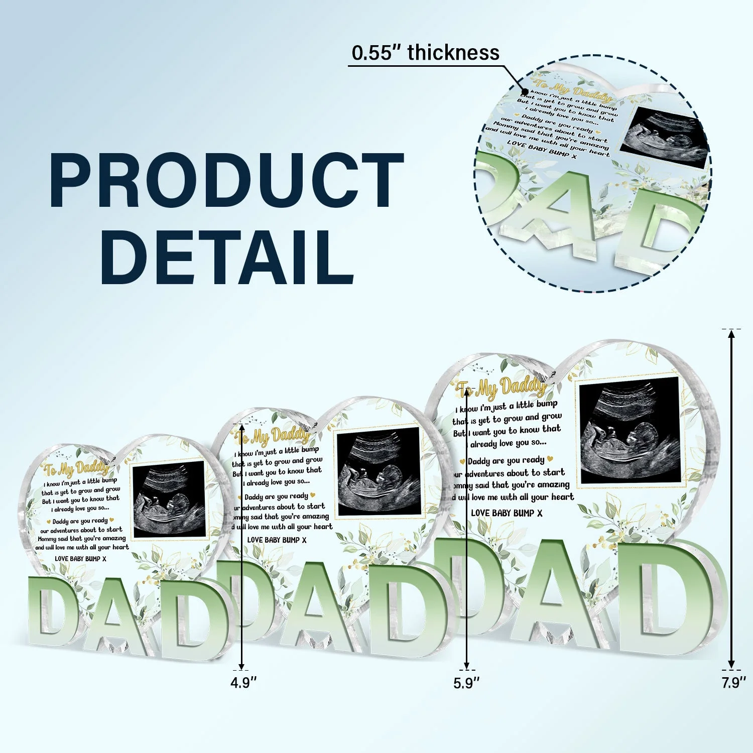 Custom Photo Baby Bump - Baby Shower Gift, Gift For New Dad, Dad-To-Be - Personalized Love-Dad-Shaped Acrylic Plaque - Image 5