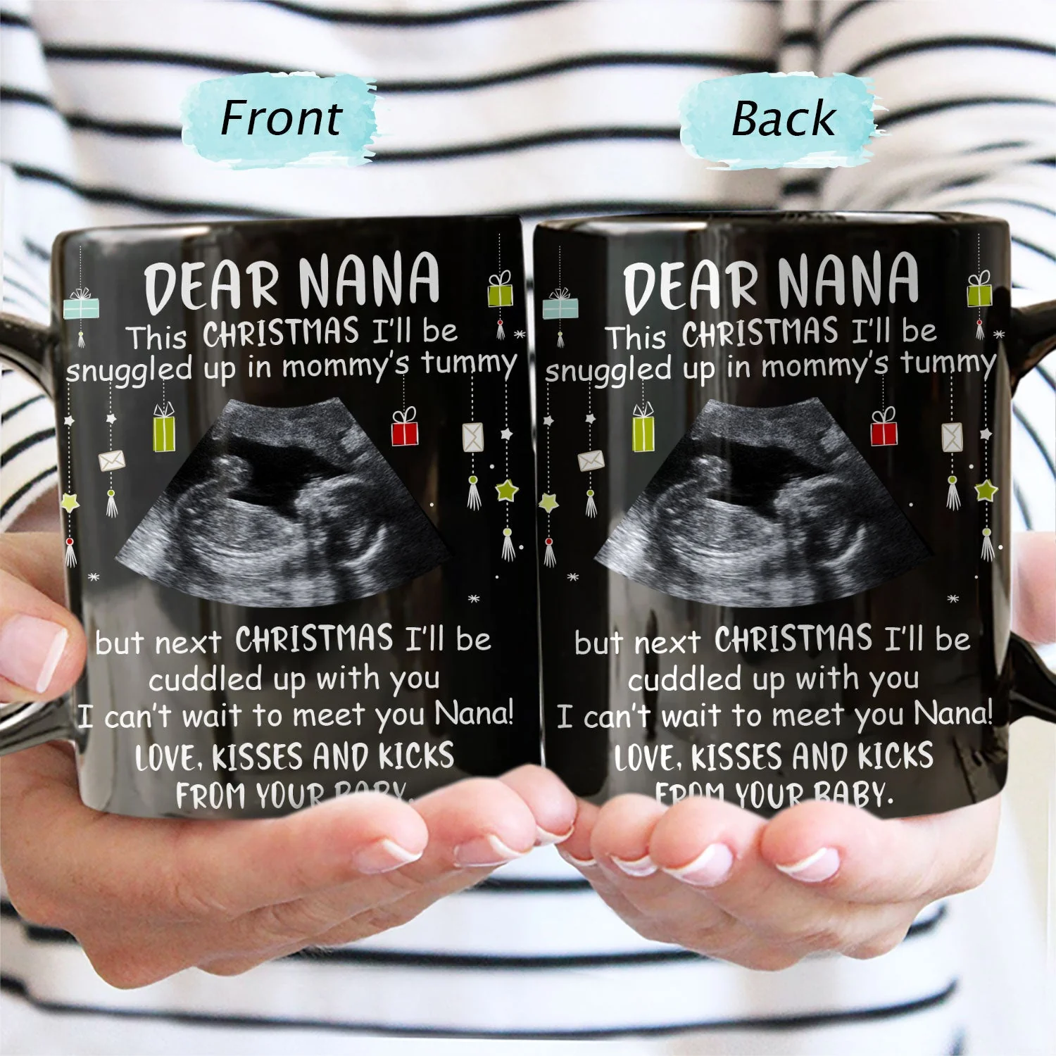 Custom Photo Baby Bump To Daddy, Mommy - Gift For Mom, Dad, Parents-to-be - Personalized Black Mug - Image 3
