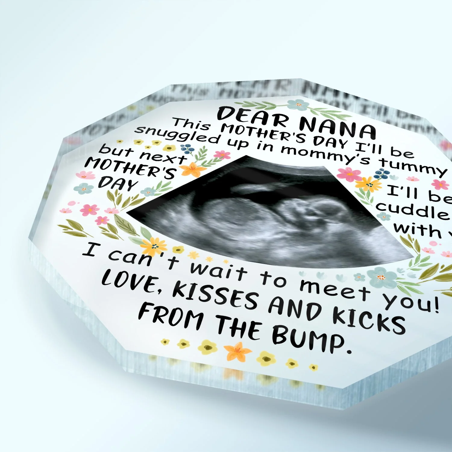 Custom Photo Baby Bump To Daddy Mommy - Holiday, Loving Gift For Mom, Dad, New Parents - Personalized Nonagon Shaped Acrylic Plaque - Image 3