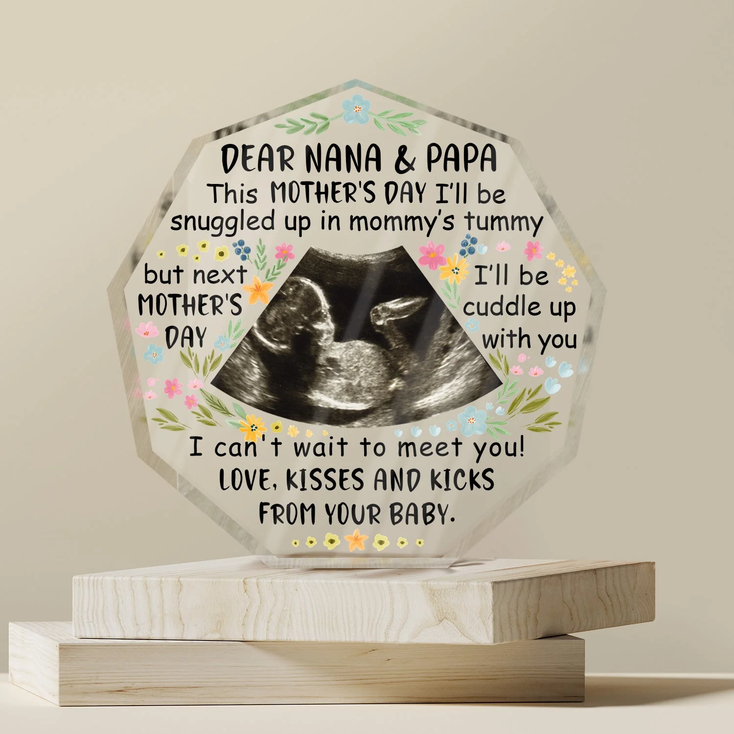 Custom Photo Baby Bump To Daddy Mommy - Holiday, Loving Gift For Mom, Dad, New Parents - Personalized Nonagon Shaped Acrylic Plaque - Image 4