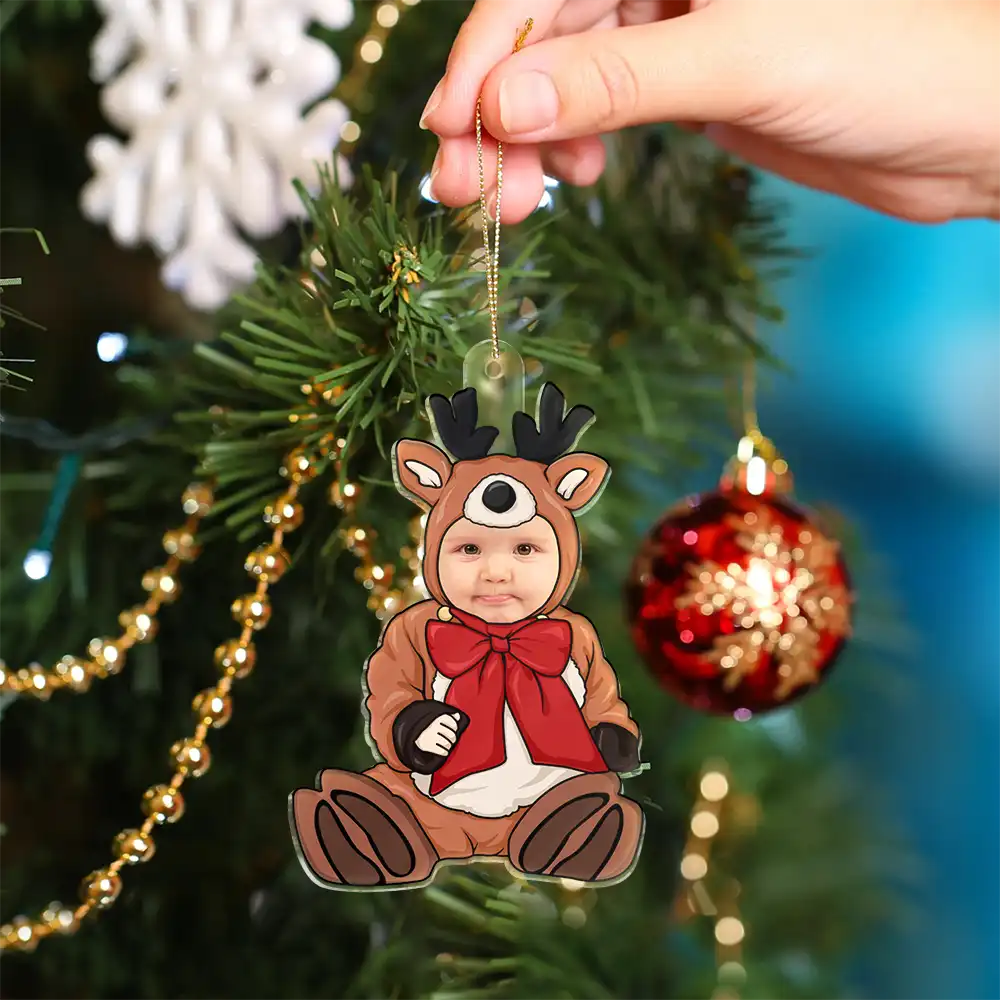 Custom Photo Baby Christmas Costumes - Personalized Cutout Acrylic Ornament - Image 5