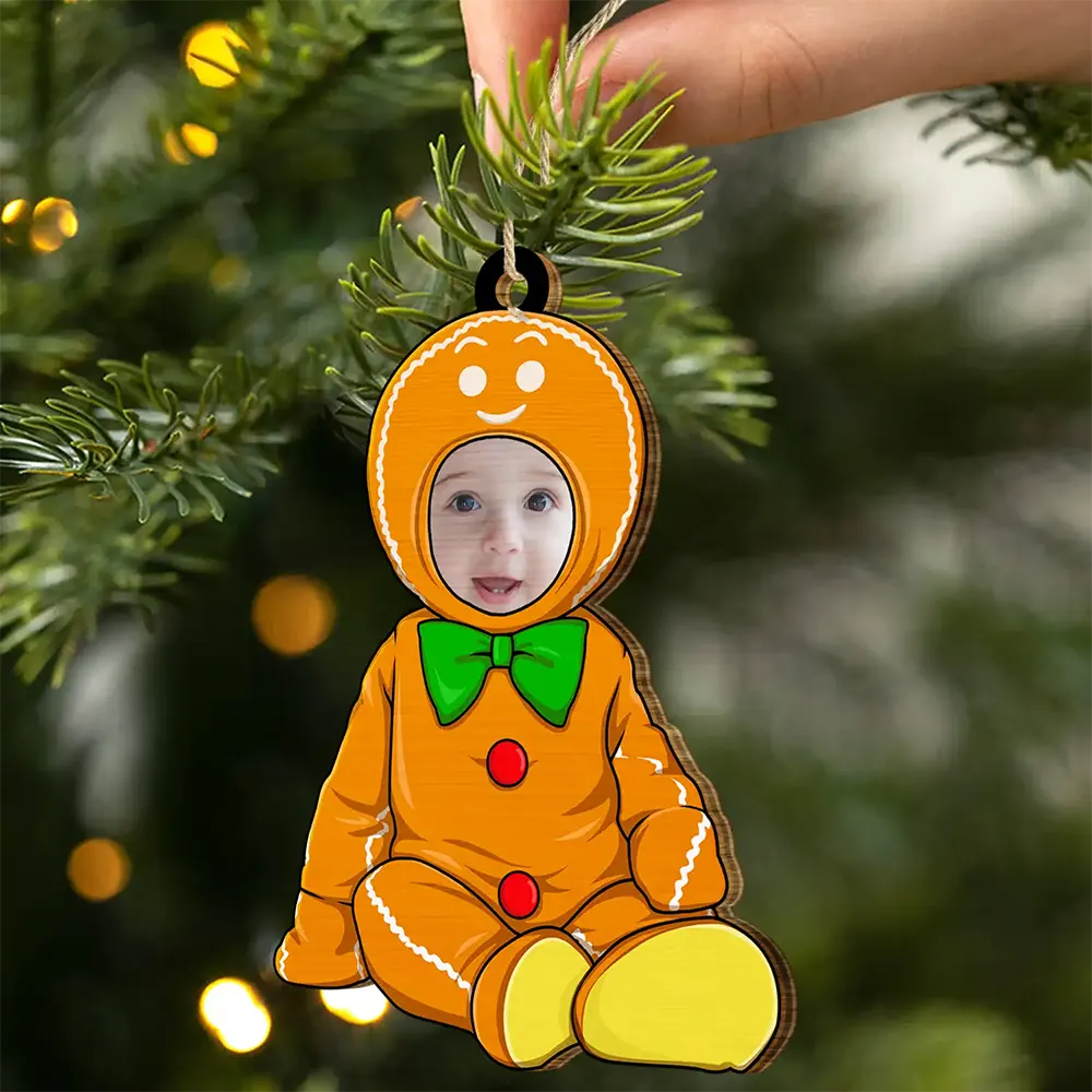 Custom Photo Baby Christmas Costumes - Personalized Wooden Cutout Ornament - Image 3