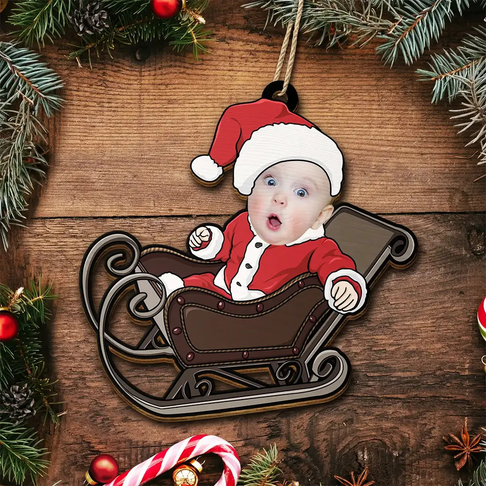 Custom Photo Baby Christmas Costumes - Personalized Wooden Cutout Ornament - Image 5