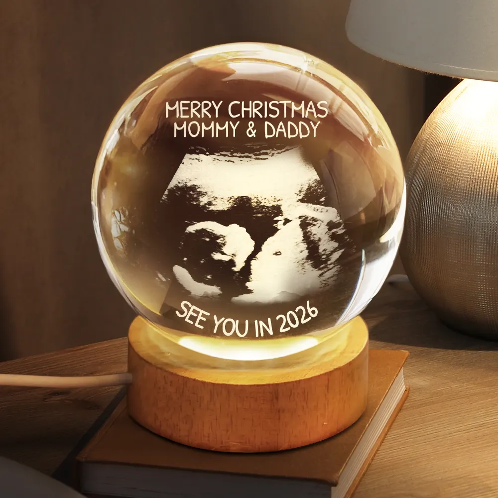 Custom Photo Baby Expecting See You In 2026 - Personalized Crystal Globe Lamp - Image 2