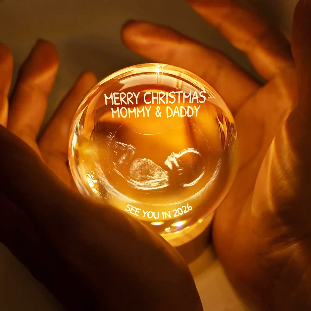 Custom Photo Baby Expecting See You In 2026 - Personalized Crystal Globe Lamp - Image 4