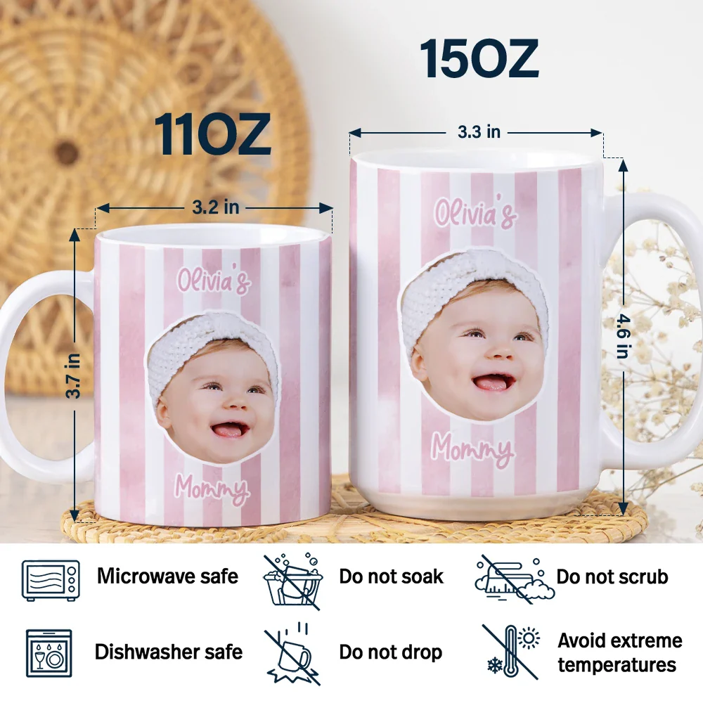 Custom Photo Baby Face This Mom Grandma Belongs To - Personalized White Edge-to-Edge Mug - Image 6