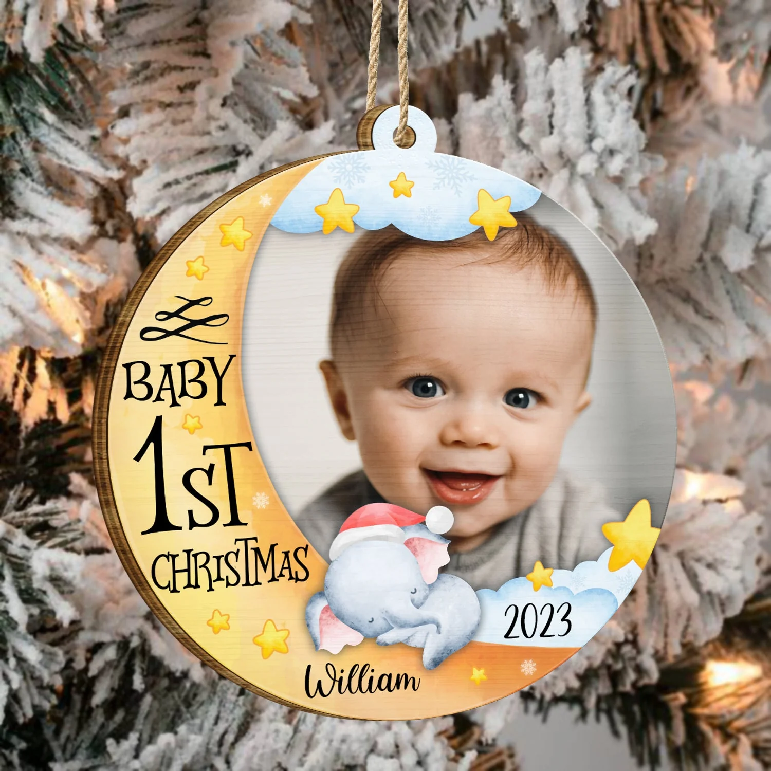 Custom Photo Baby First Christmas - Christmas Gift - Personalized Custom Shaped Wooden Ornament - Image 4