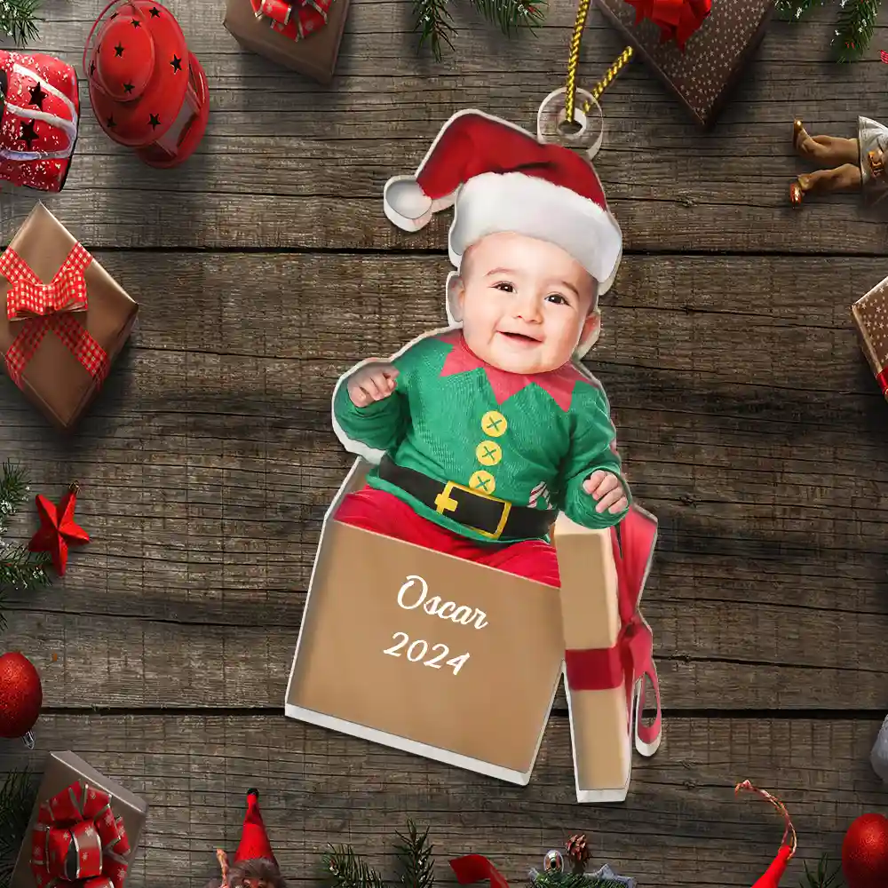 Custom Photo Baby In Box - Personalized Cutout Acrylic Ornament - Image 7