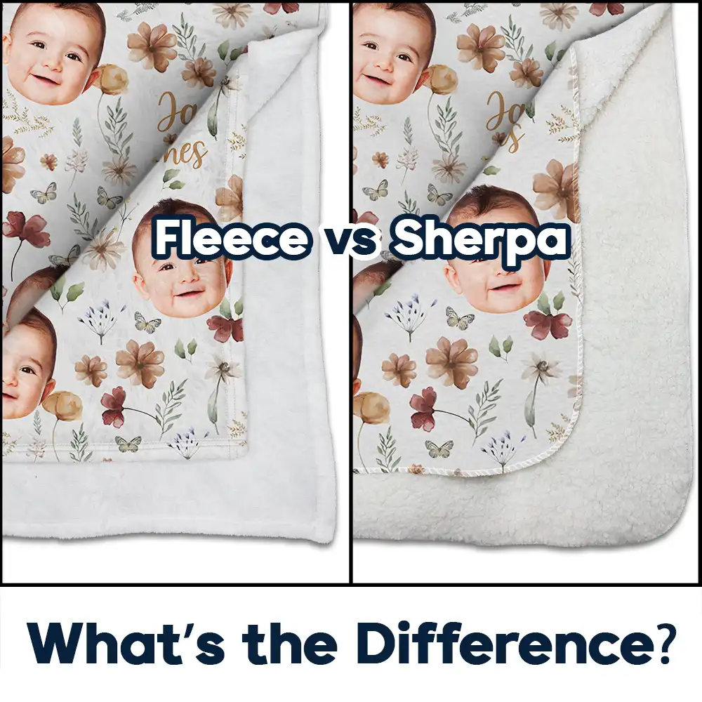 Custom Photo Baby Kid Face - Personalized Fleece Blanket, Sherpa Blanket - Image 5