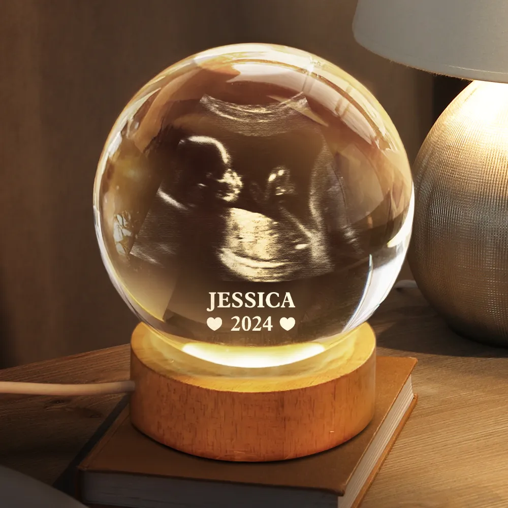 Custom Photo Baby Ultrasound - Personalized Crystal Globe Lamp - Image 2