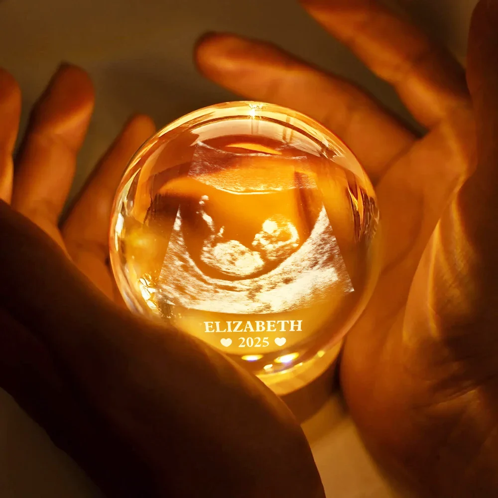 Custom Photo Baby Ultrasound - Personalized Crystal Globe Lamp - Image 4