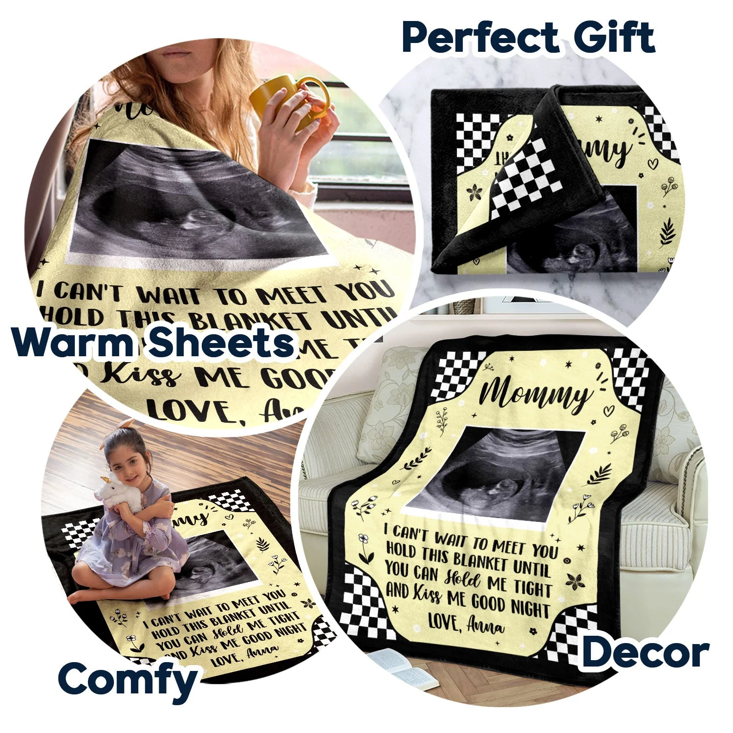 Custom Photo Baby Ultrasound Until You Can Hold Me - Gift For Mother & Father - Personalized Fleece Blanket, Sherpa Blanket - Image 7
