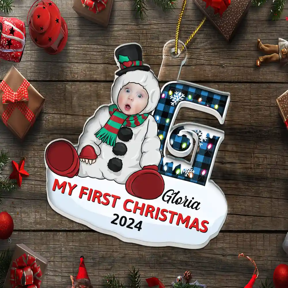 Custom Photo Baby's First Christmas Costumes - Personalized Cutout Acrylic Ornament - Image 6