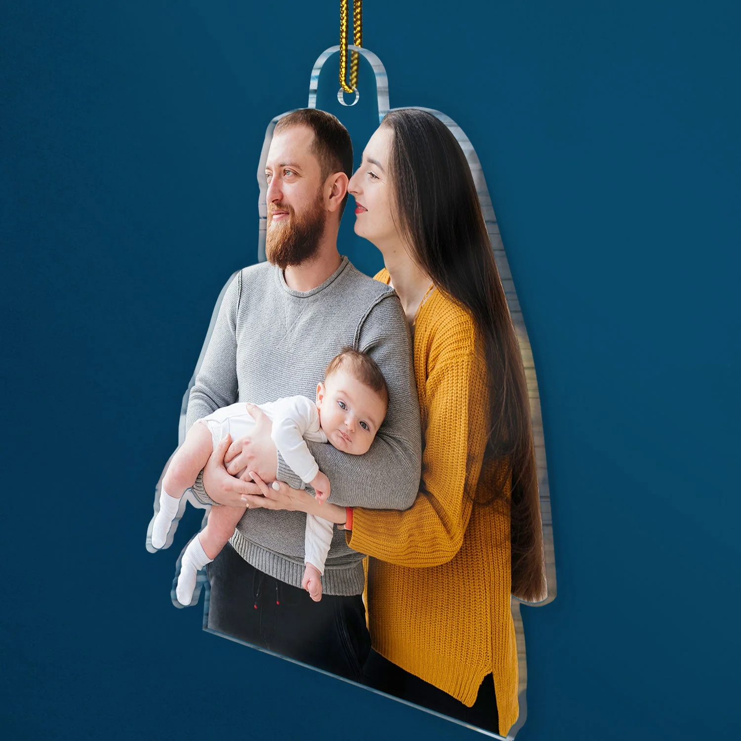 Custom Photo Baby's First Christmas Married - Gift For Family, New Parents - Personalized Acrylic Photo Ornament - Image 3