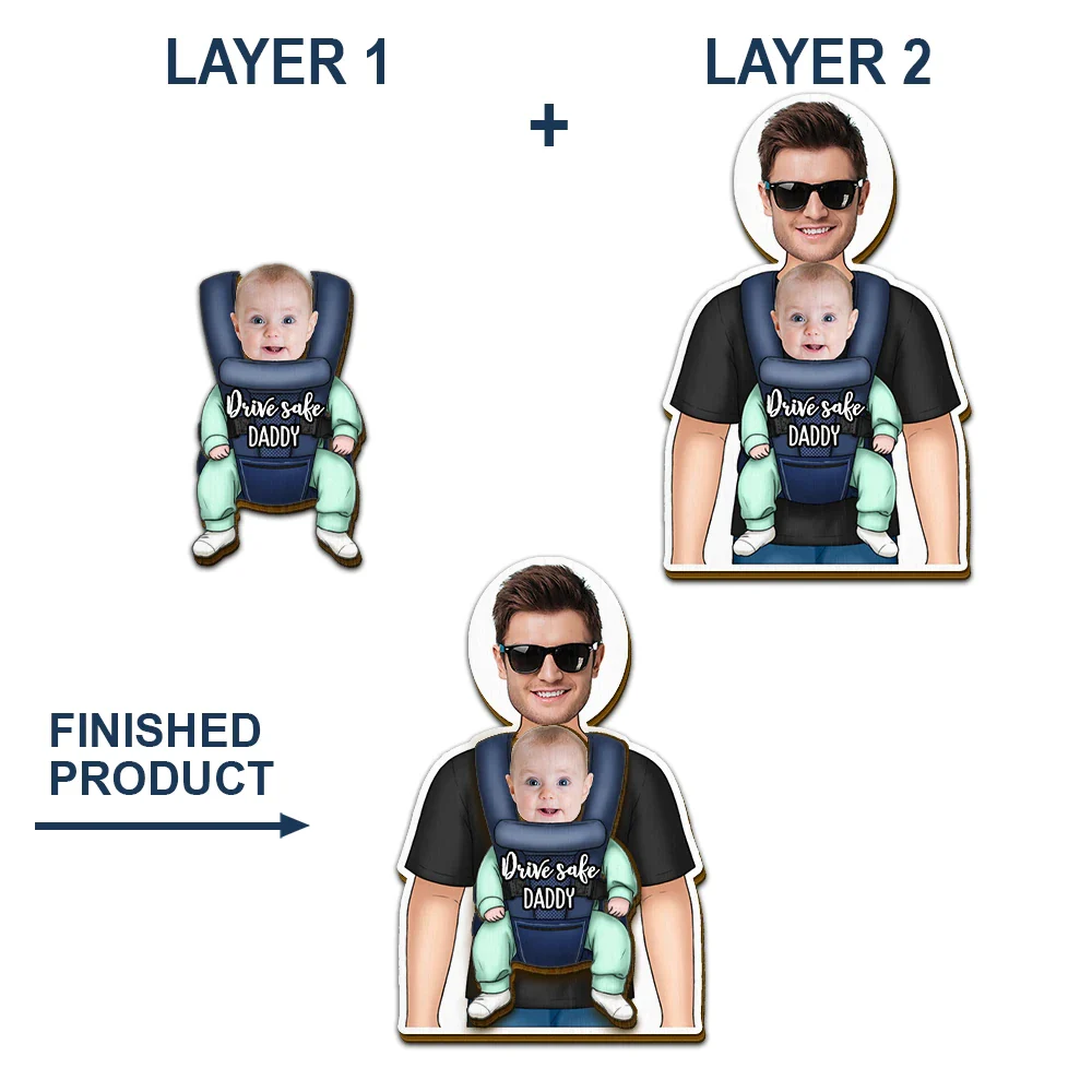 Custom Photo Babywearing Dad Drive Safe - Personalized Custom Shaped Car Visor Clip - Image 6