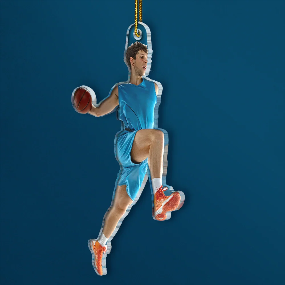 Custom Photo Basketball Players Christmas Decorations - Personalized Acrylic Photo Ornament - Image 2
