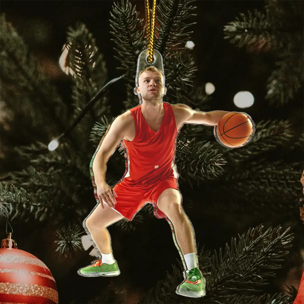 Custom Photo Basketball Players Christmas Decorations - Personalized Acrylic Photo Ornament - Image 3