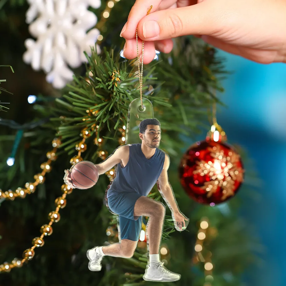 Custom Photo Basketball Players Christmas Decorations - Personalized Acrylic Photo Ornament - Image 4