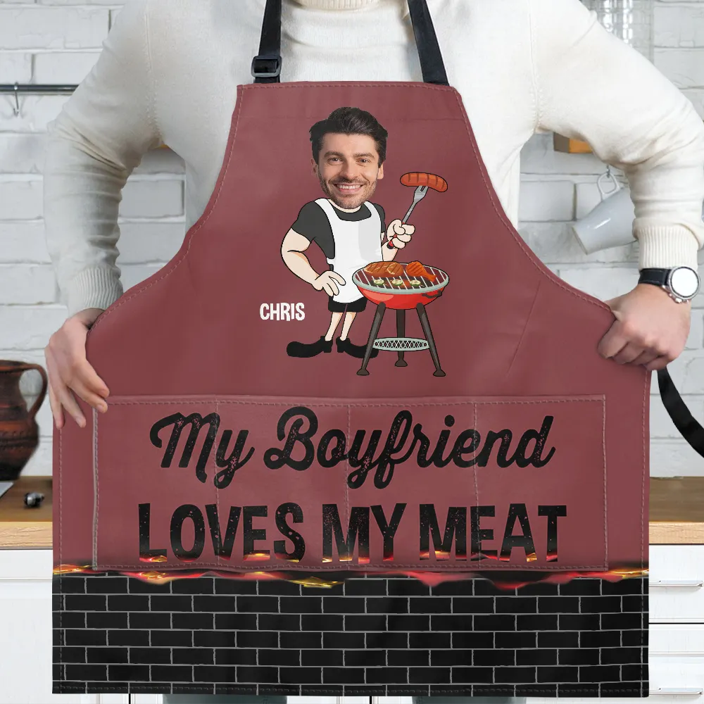 Custom Photo BBQ My Wife Loves My Meat - Personalized Apron - Image 3