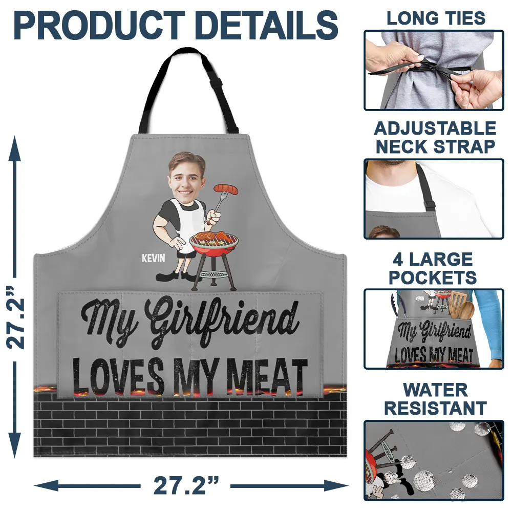 Custom Photo BBQ My Wife Loves My Meat - Personalized Apron - Image 5