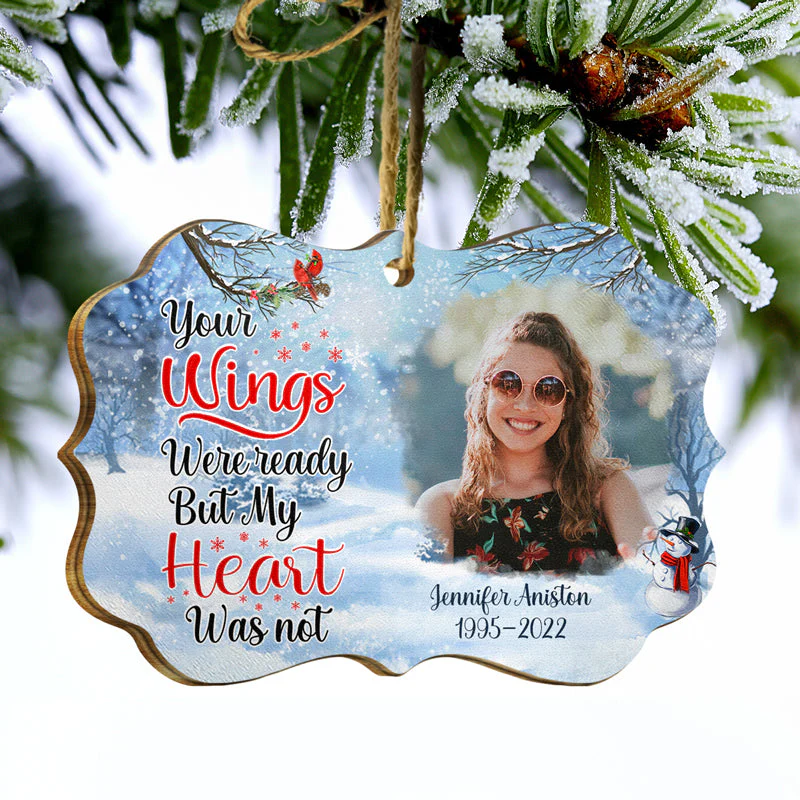 Custom Photo Because Someone We Love Is In Heaven Christmas - Memorial Gift For Family - Personalized Wooden Ornament - Image 3