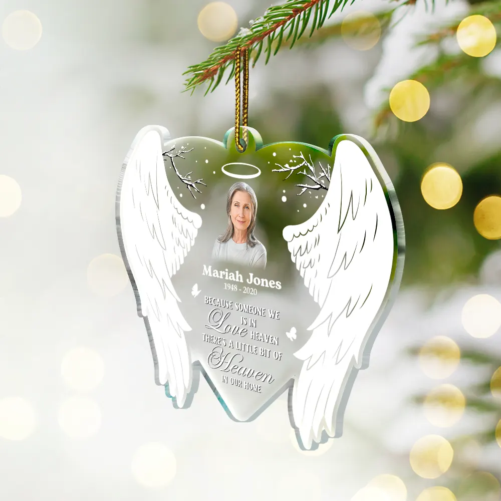 Custom Photo Because Someone We Love Is In Heaven - Personalized Custom Shaped Acrylic Ornament - Image 3