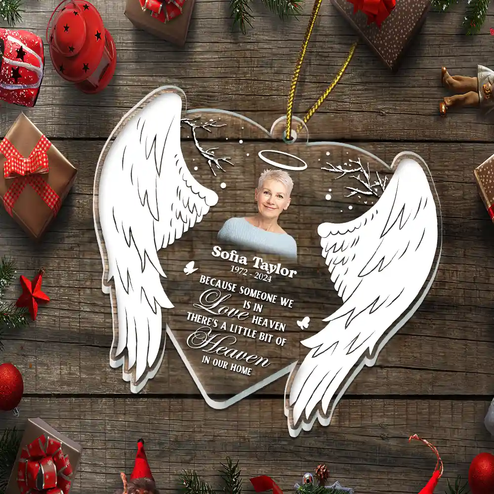 Custom Photo Because Someone We Love Is In Heaven - Personalized Custom Shaped Acrylic Ornament - Image 6