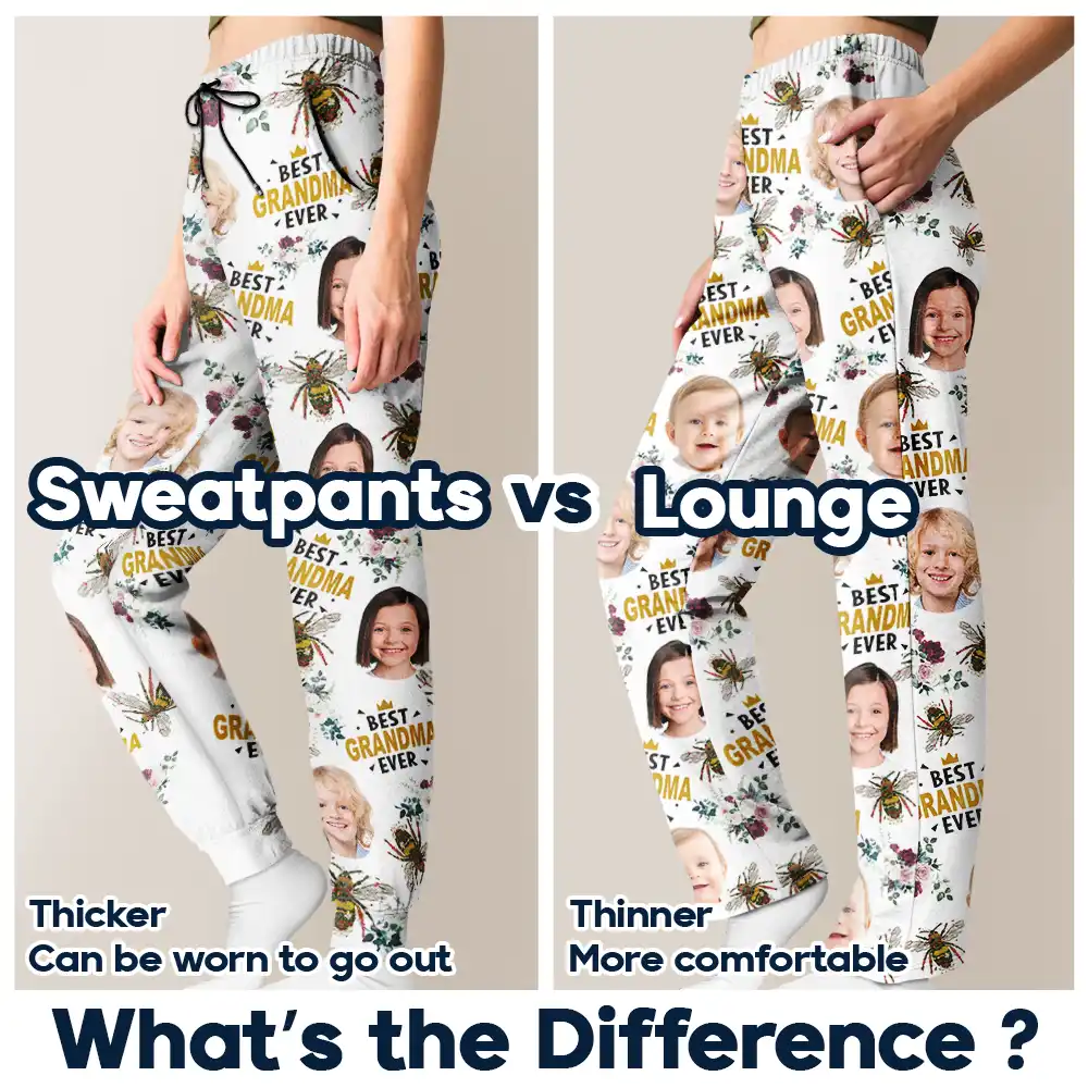 Custom Photo Bee Flowral Best Grandma Ever - Personalized Pajama Pants - Image 7