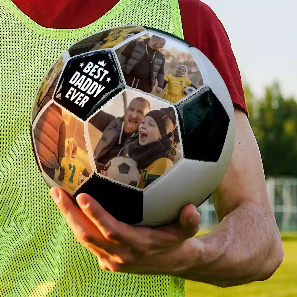 Custom Photo Best Coach Ever Best Dad Ever - Personalized Soccer Ball - Image 3