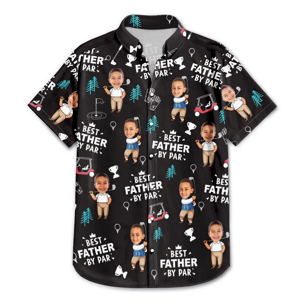 Custom Photo Best Dad By Par Funny Kid - Personalized Hawaiian Shirt - Image 4