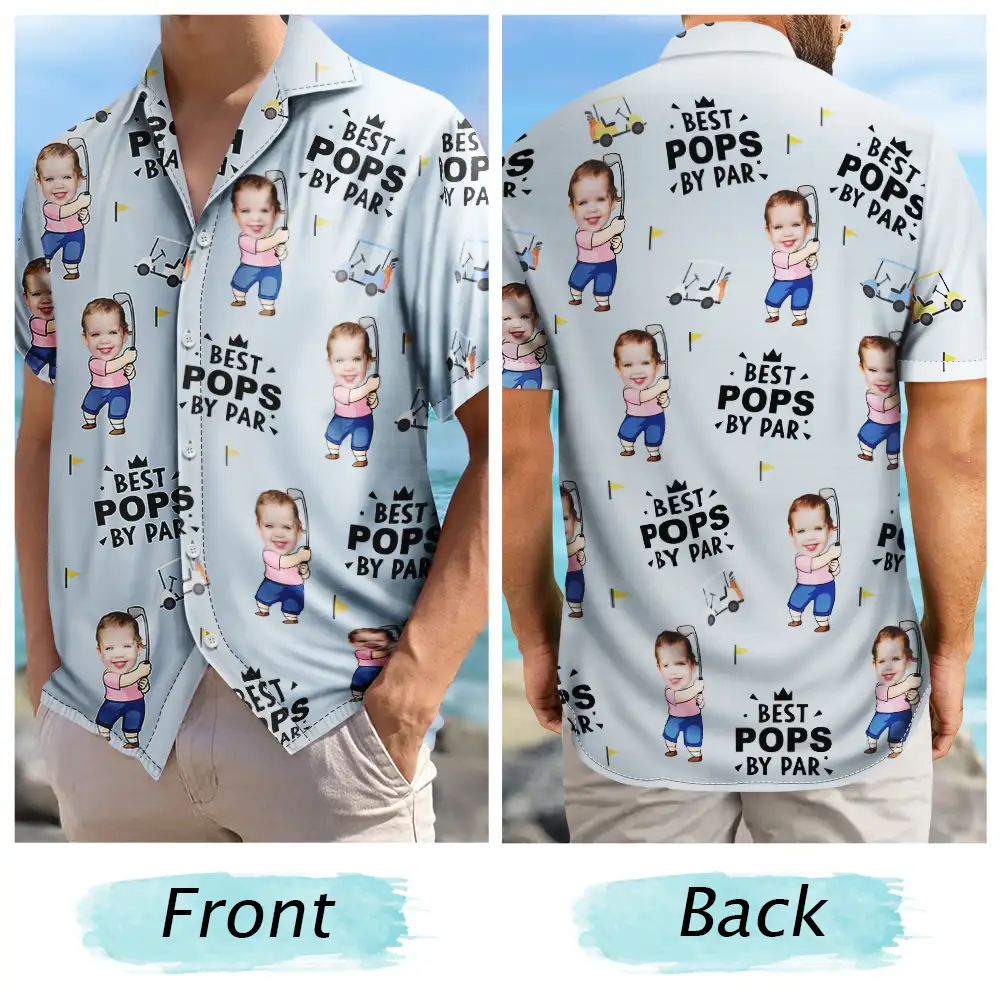Custom Photo Best Dad By Par Funny Kid - Personalized Hawaiian Shirt - Image 6