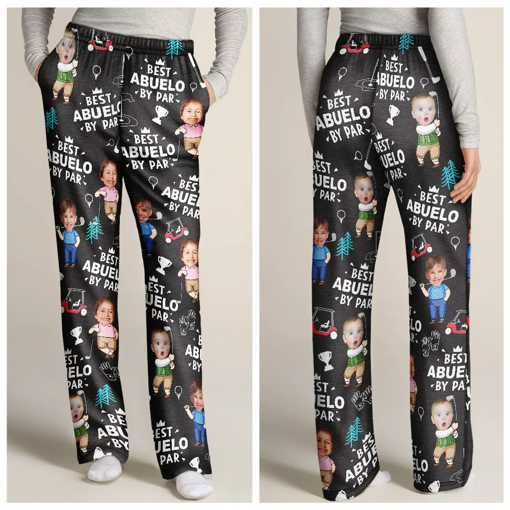 Custom Photo Best Dad By Par Funny Kid - Personalized Pajama Pants - Image 4