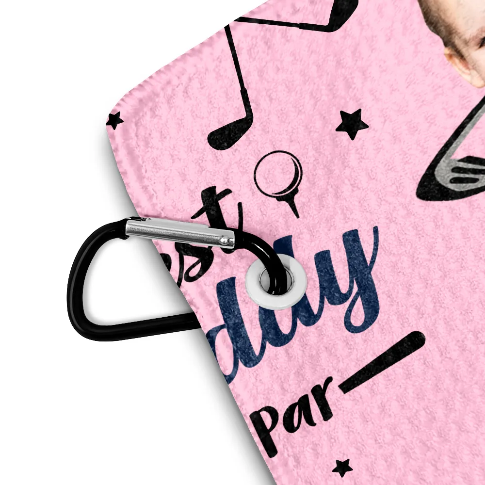 Custom Photo Best Dad By Par - Personalized Golf Towel - Image 4