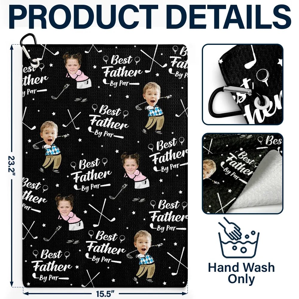 Custom Photo Best Dad By Par - Personalized Golf Towel - Image 5