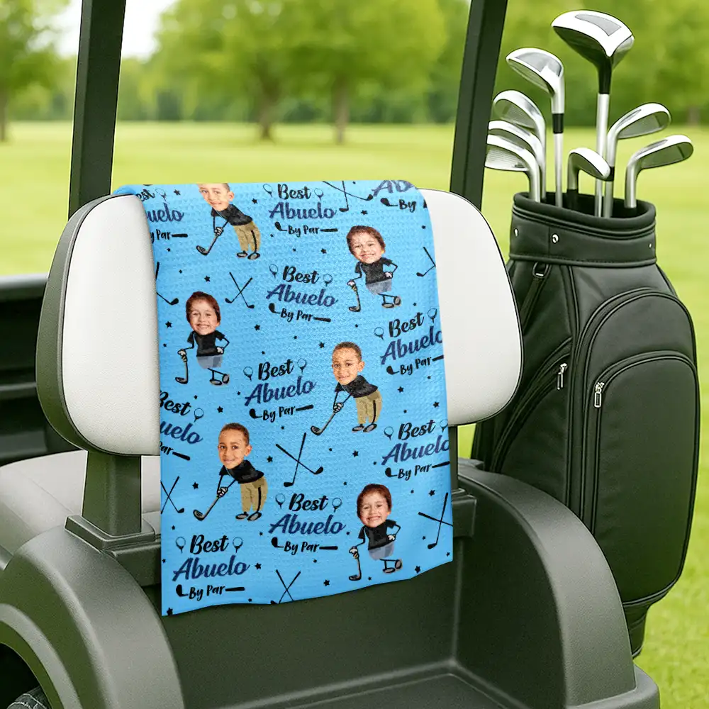 Custom Photo Best Dad By Par - Personalized Golf Towel - Image 6