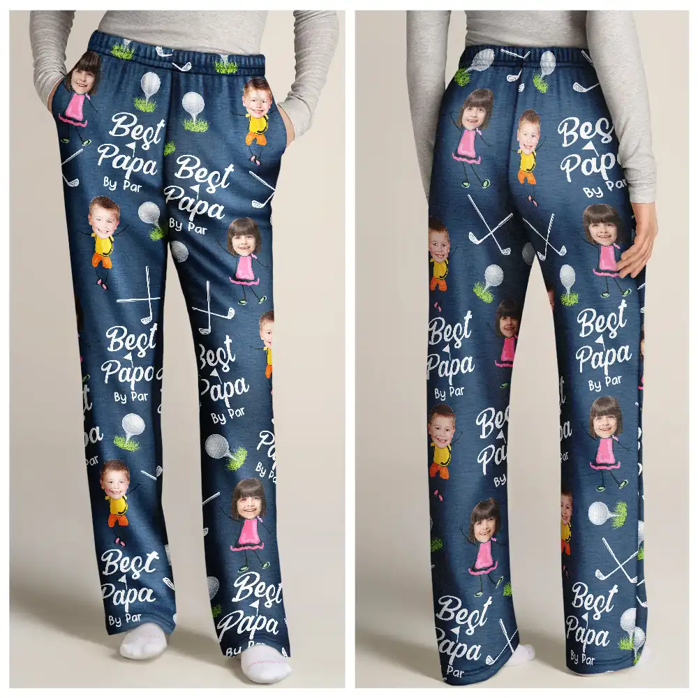 Custom Photo Best Dad By Par - Personalized Pajama Pants - Image 4