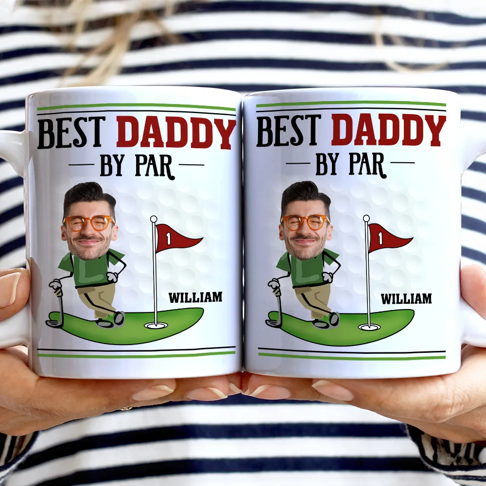 Custom Photo Best Dad By Par - Personalized White Edge-to-Edge Mug - Image 3