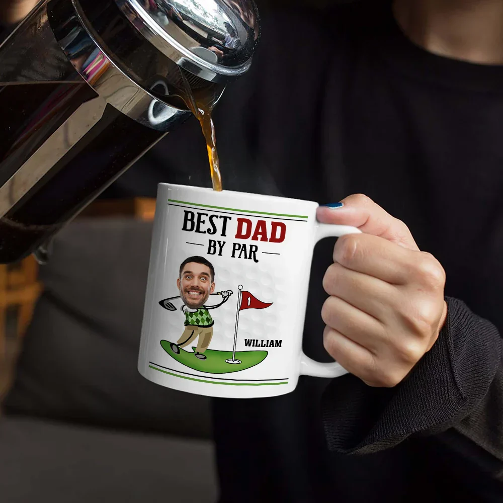 Custom Photo Best Dad By Par - Personalized White Edge-to-Edge Mug - Image 5