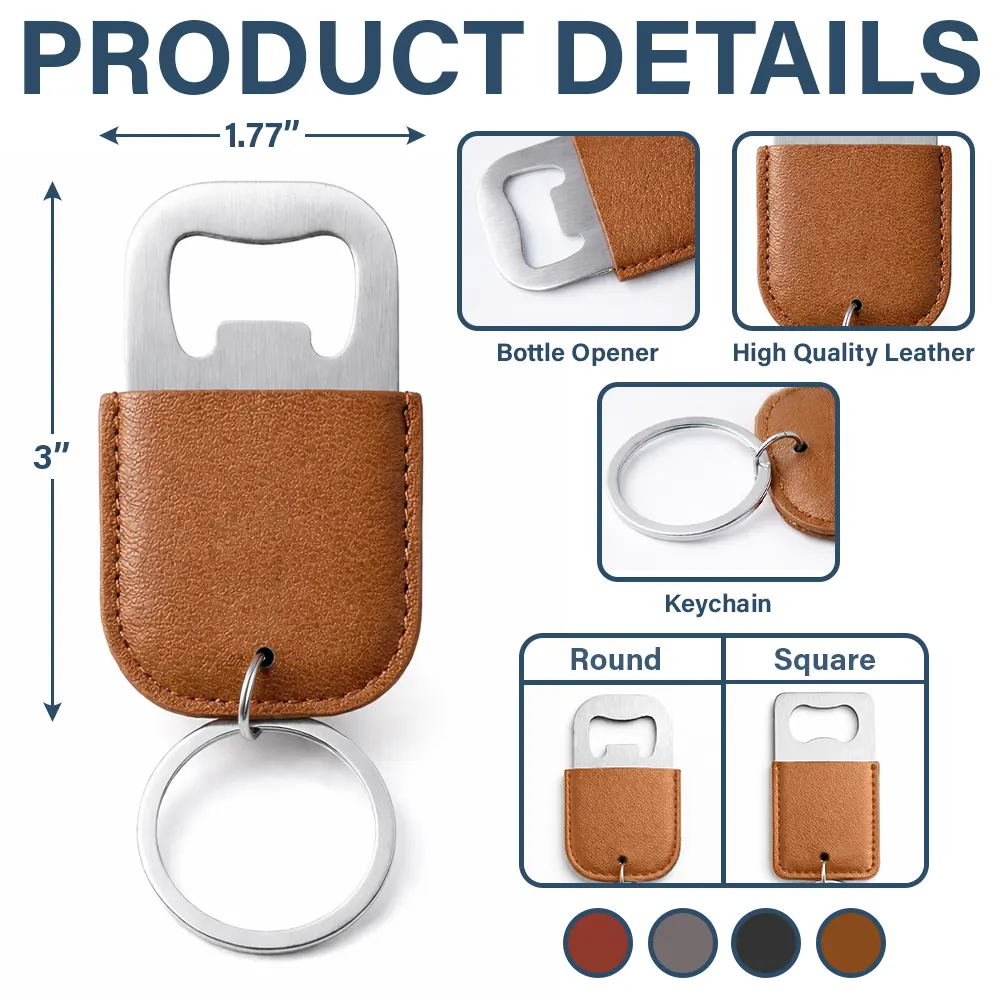 Custom Photo Best Dad Daddy Father Ever - Personalized Leather Bottle Opener Keychain - Image 4