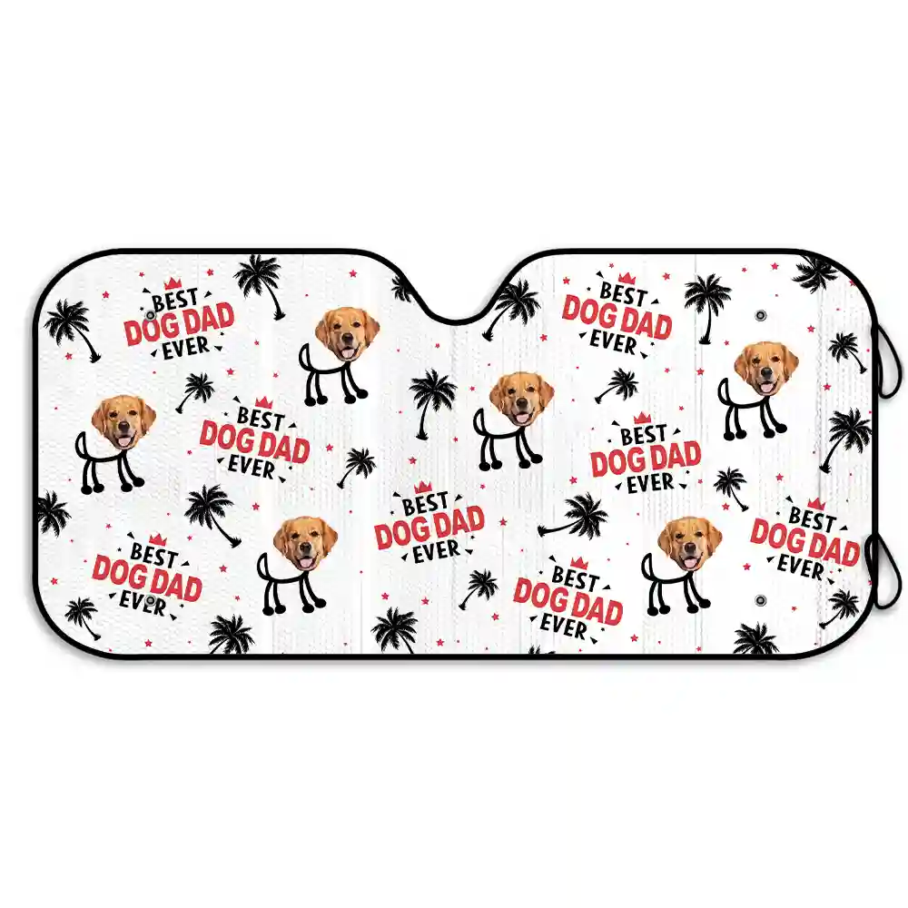 Custom Photo Best Dad Ever Kids Dog Cat - Personalized Auto Sunshade - Image 3