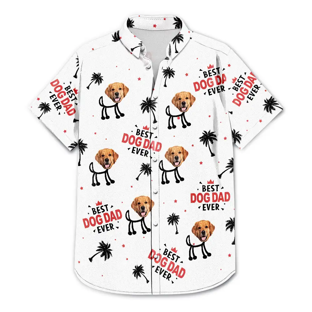 Custom Photo Best Dad Ever Kids Dog Cat - Personalized Hawaiian Shirt - Image 4