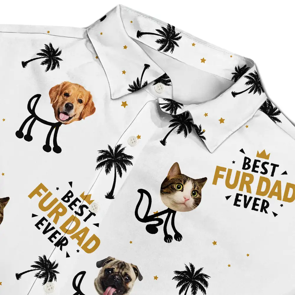 Custom Photo Best Dad Ever Kids Dog Cat - Personalized Hawaiian Shirt - Image 5